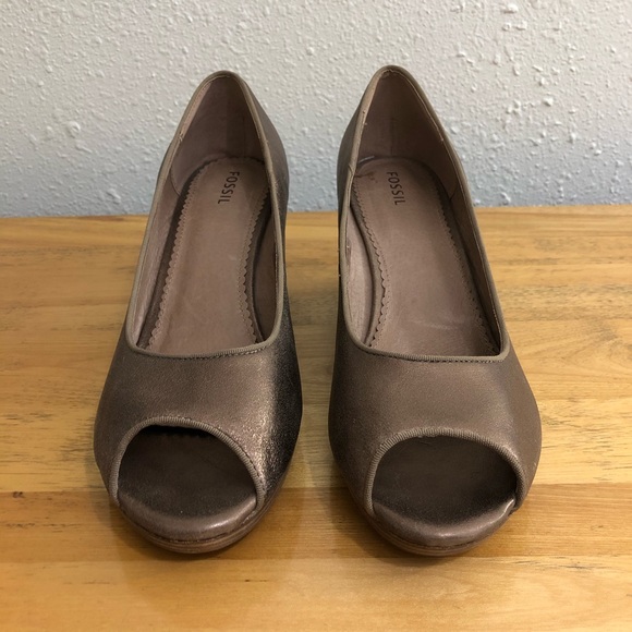 Fossil Open Toe Wedge Heel Bronze Size 11 (runs small fits Women’s size 10) - Picture 5 of 13